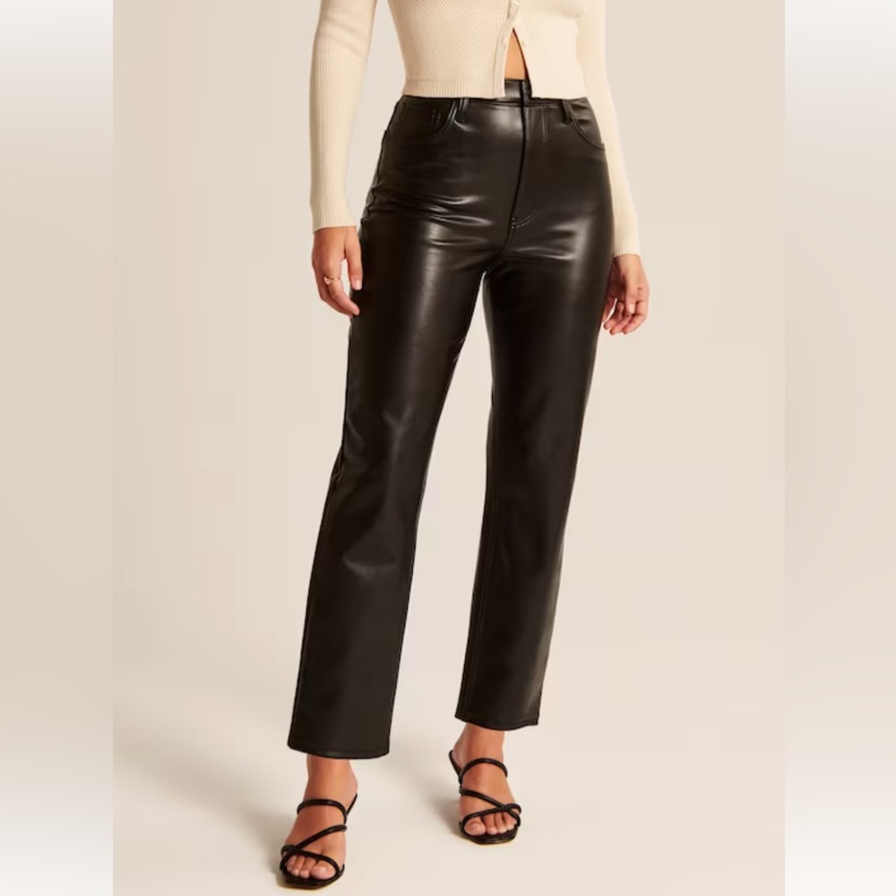 Abercrombie Vegan Leather Ankle Straight Pants